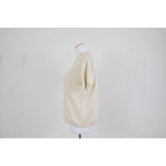 Vintage 80s Beige Knit Pullover Top | size PXL - Picture 3 of 10